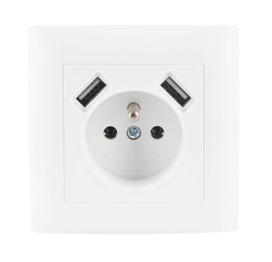 WESA Gniazdo pojedyncze z/u z USB białe