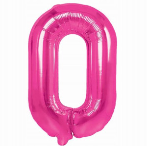 Balon urodzinowy cyfra 0 ciemnoróżowa 40 cm