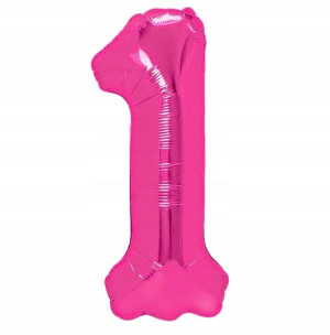Balon urodzinowy cyfra 1 ciemnoróżowa 40 cm