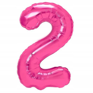 Balon urodzinowy cyfra 2 ciemnoróżowa 40 cm