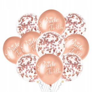 Balony Bride To Be konfetti 10szt 30 cm Rose Gold