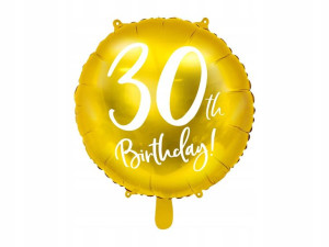Balon Urodzinowy foliowy 30 Birthday Złoty 45 cm