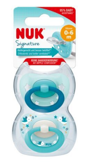 NUK Smoczek 0-6m SIGNATURE silikonowy 2szt