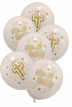 Balony CHRZEST ŚWIĘTY 6 szt. Złote 30 cm