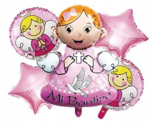 Balony foliowe Aniołek Zestaw 5szt 64x81 cm różowy