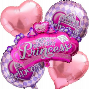 Balony foliowe HAPPY BIRTHDAY PRINCESS zestaw 5 szt.