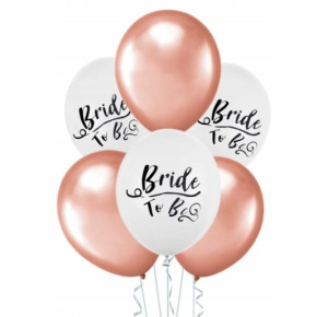 Balony Bride To Be rose gold biel 6 szt. 30 cm