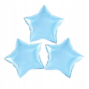 Balony foliowe gwiazda jasnoniebieskie 25 cm 3 szt.