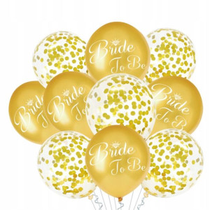 Balony Bride To Be konfetti 10 szt. 30 cm Zestaw