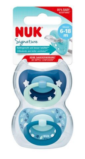 NUK Smoczek 6-18m SIGNATURE silikonowy 2szt