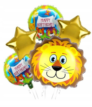 Balony Foliowe Urodzinowe Zestaw Lew 5 szt.