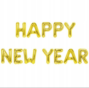 BALONY HAPPY NEW YEAR napis złoty 40 cm Sylwester