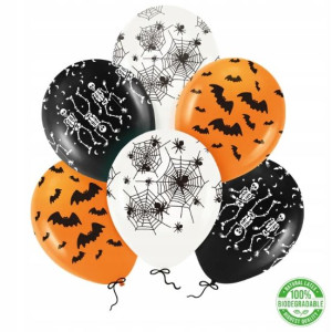 Balony Halloween biodegradowalne mix 30 cm 6 szt.