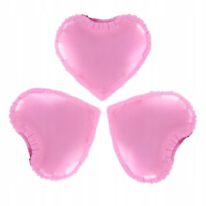 Balony foliowe serca jasnoróżowe 25 cm 3 szt.