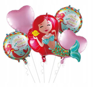 Balony Mała Syrenka Zestaw 5 szt. 61x66 cm Urodziny