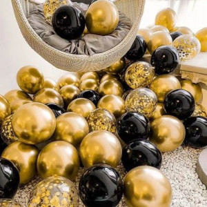 Balony lateksowe metaliczne czarne 50 szt. 25 cm