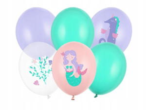Balony Morski Świat Syrenka mix 30 cm Strong 6 szt.