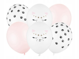 Balony Kotek kocie łapki mix 30 cm Stong 6 szt.