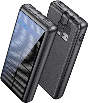 Duży powerbank solarny 26800mAh USB-C 10W czarny