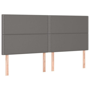 Zagłówki do łóżka, 4 szt, szare, 100x5x78/88cm sztuczna skóra