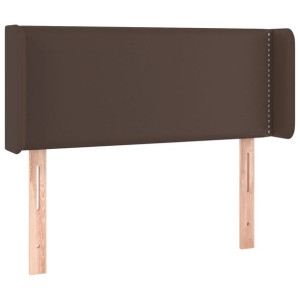 Zagłówek uszak, brązowy, 93x16x78/88 cm, sztuczna skóra