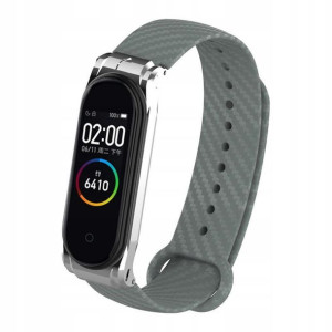 Pasek Do Mi Band 3 4 Włókno Węglowe Szary