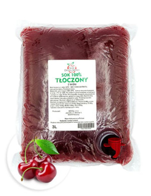 Sok z Wiśni 100% Tłoczony NFC, sok wiśniowy w worku 3L