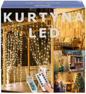 Kurtyna Świetlna 3 X 3 Dekoracja 300 Led Usb Pilot