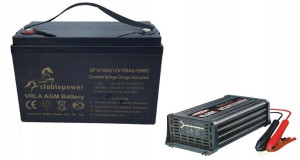 Zestaw Akumulator Agm Stable Power 100ah+ładowarka