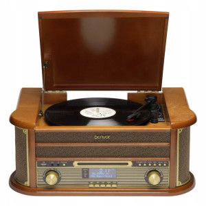 Gramofon Retro Kaseta Odtwarzacz CD USB Radio DAB+