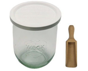 Zestaw Słoików 1062 ml śr 100 mm 6 sztuk + Plastikowe wieka, miarka
