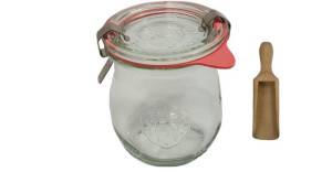 Zestaw Słoików 220 ml śr 60 mm 12 szt + Szklane wieka zapinki gumki miarka