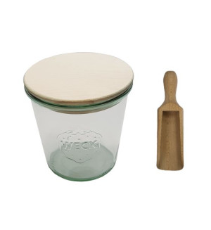 Zestaw Słoików Pojemność 160 ml śr 60 mm 12 szt + Drewniane wieka, miarka