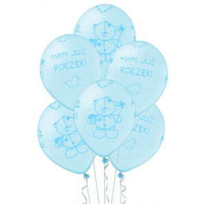 Balony niebieskie Mam już roczek Urodziny 10 szt.