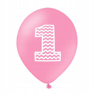 Balony różowe Urodzinowe cyfra 1 10 szt. 12 cali