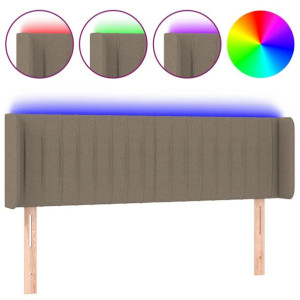 Zagłówek do łóżka z LED, taupe, 147x16x78/88 cm, tkanina