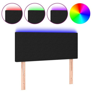 Zagłówek do łóżka z LED, czarny, 80x5x78/88 cm, tkanina
