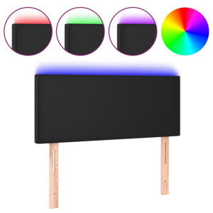 Zagłówek do łóżka z LED, czarny, 80x5x78/88 cm, sztuczna skóra