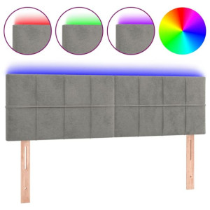 Zagłówek do łóżka z LED, jasnoszary, 144x5x78/88 cm, aksamit