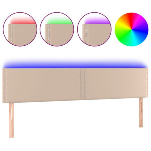 Zagłówek do łóżka z LED, cappuccino, 160x5x78/88 cm, ekoskóra
