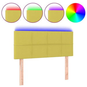 Zagłówek do łóżka z LED, zielony, 100x5x78/88 cm, tkanina