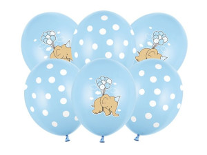 Balony urodzinowe Słonik Pastel Blue Mix 30 cm 6 szt.