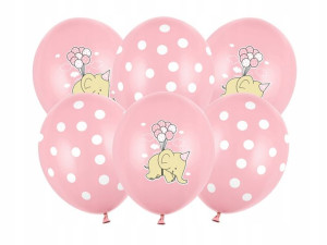 Balony urodzinowe Słonik Pastel Pink Mix 30 cm 6 szt.