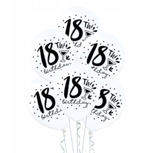 Balony urodzinowe białe 18th birthday 10 szt. 30 cm