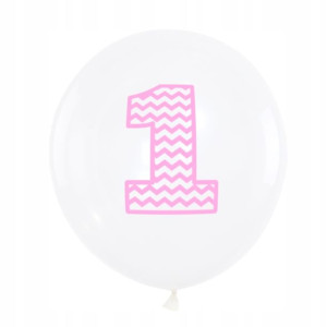 Balony Urodzinowe różowa cyfra 1 10 szt. 12 cali