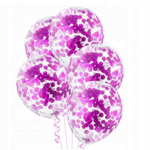 Balony z konfetti fuksja fiolet 12 cali 10 szt.