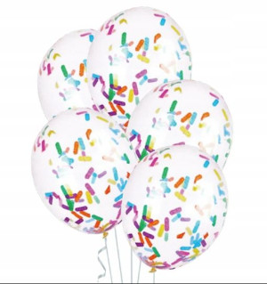 Balony z konfetti mix kolor 30 cm 5 szt. zestaw