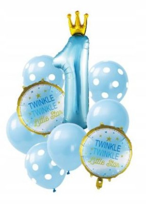 Balony urodzinowe 1 roczek zestaw niebieski