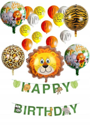 Balony z bannerem 3m Safari Zestaw 17 szt. 49 cm