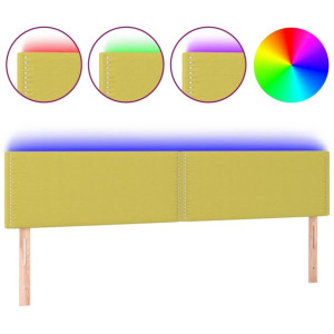 Zagłówek do łóżka z LED, zielony, 160x5x78/88 cm, tkanina